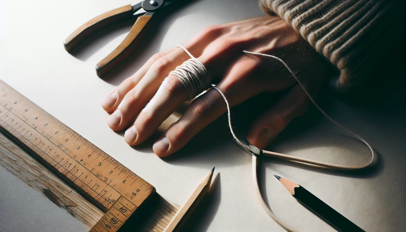 מדידת גודל טבעת באמצעות חוט